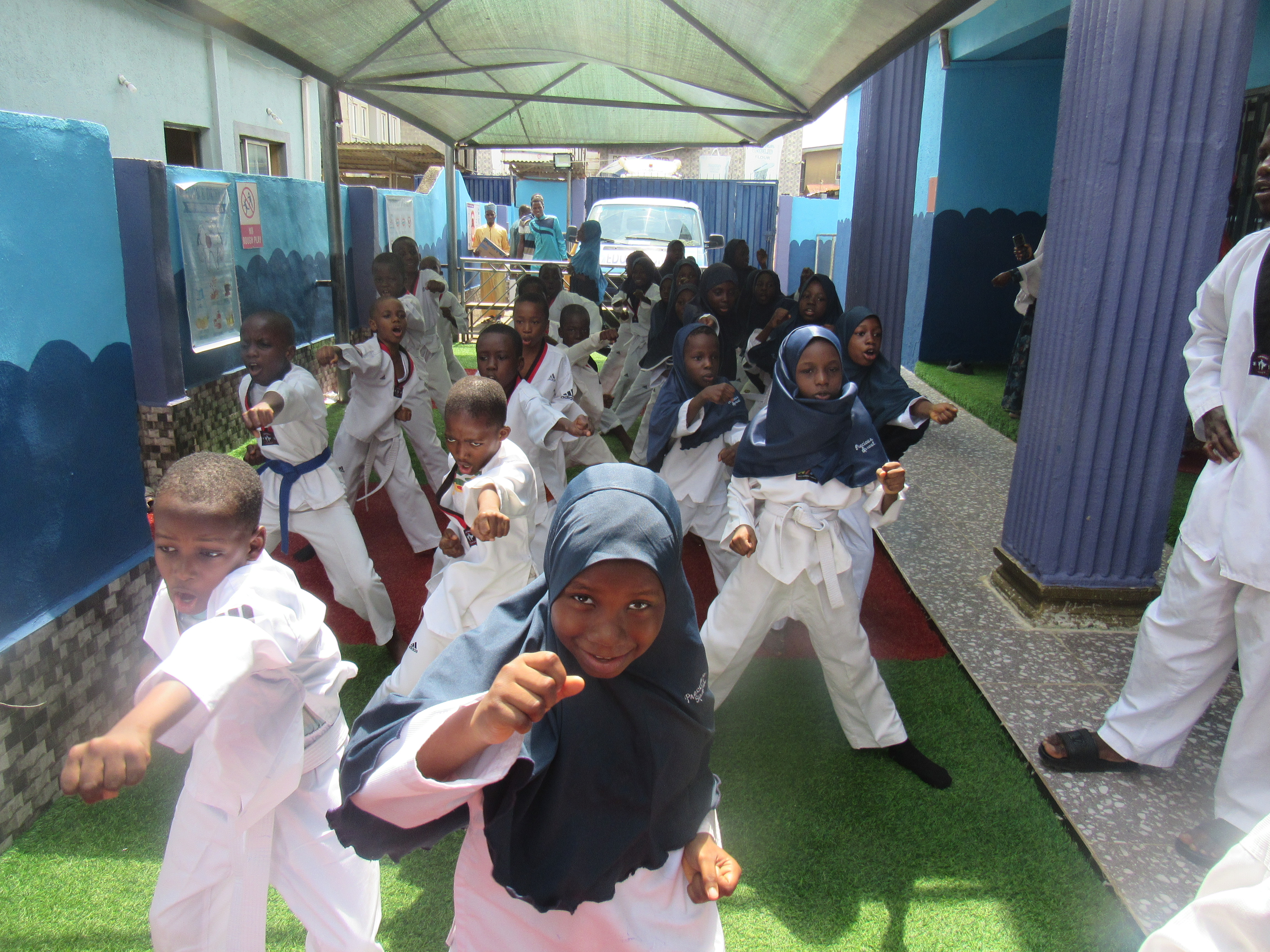 Martial arts performance during school event